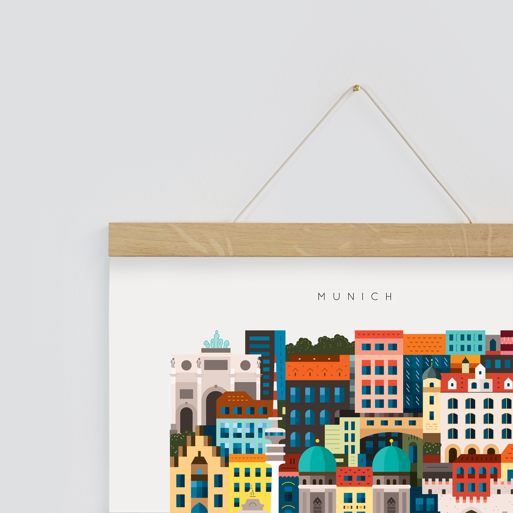Munich Blockprint Corner Framed by The City Works