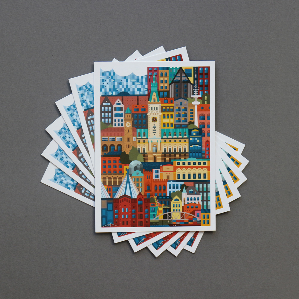 Hamburg-Postcard-Set-of-6-by-The-City-Works