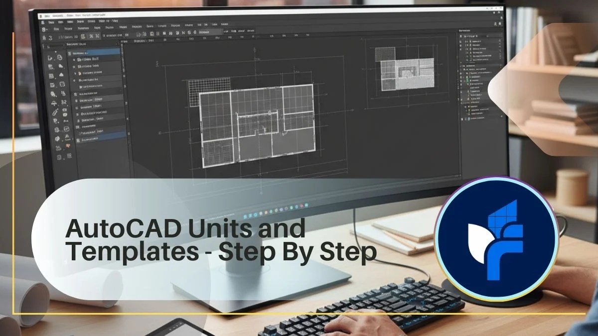 AutoCAD drawing showing unit settings and templates for metric and imperial drafting