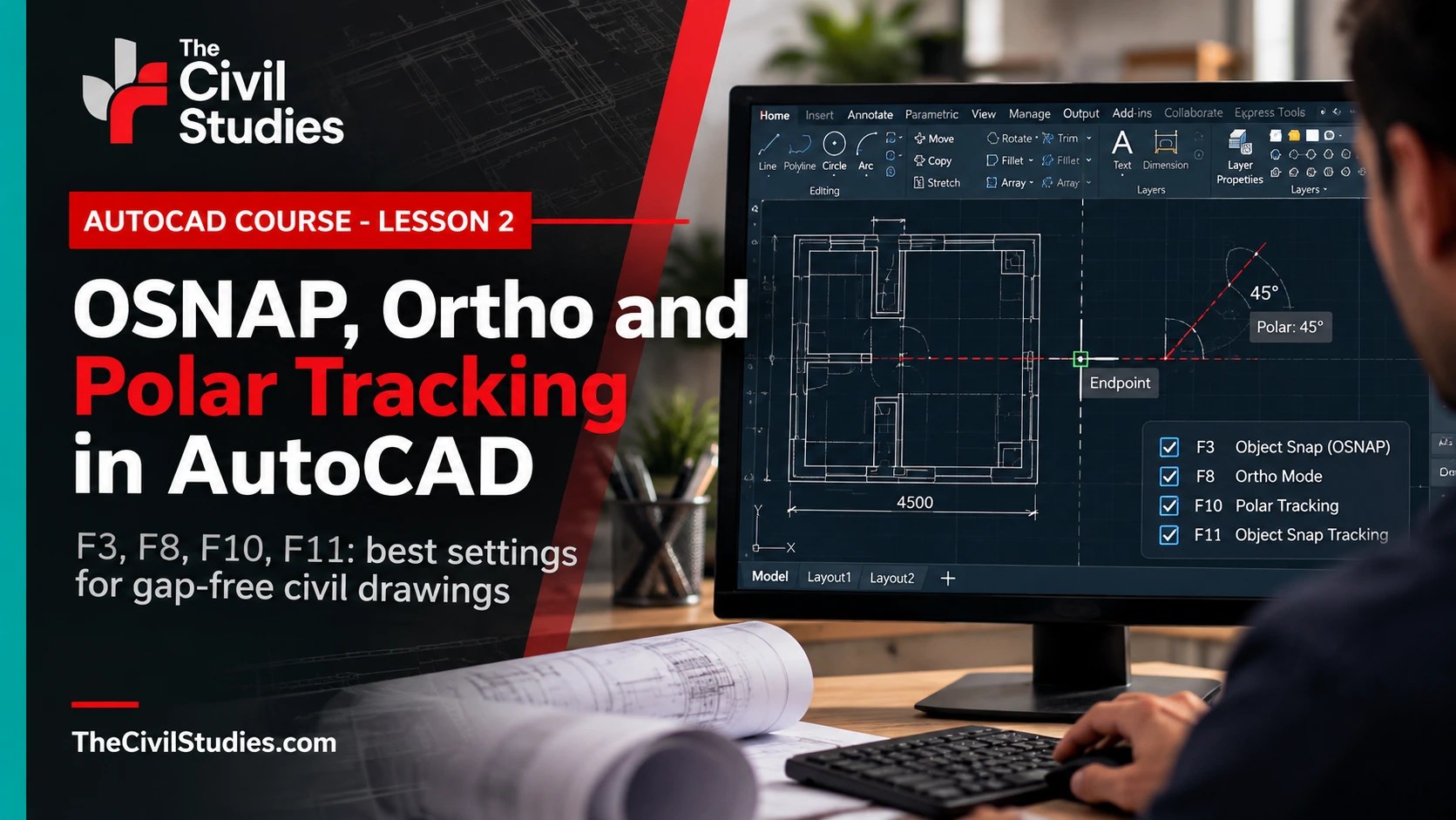 AutoCAD OSNAP, Ortho and Polar Tracking guide