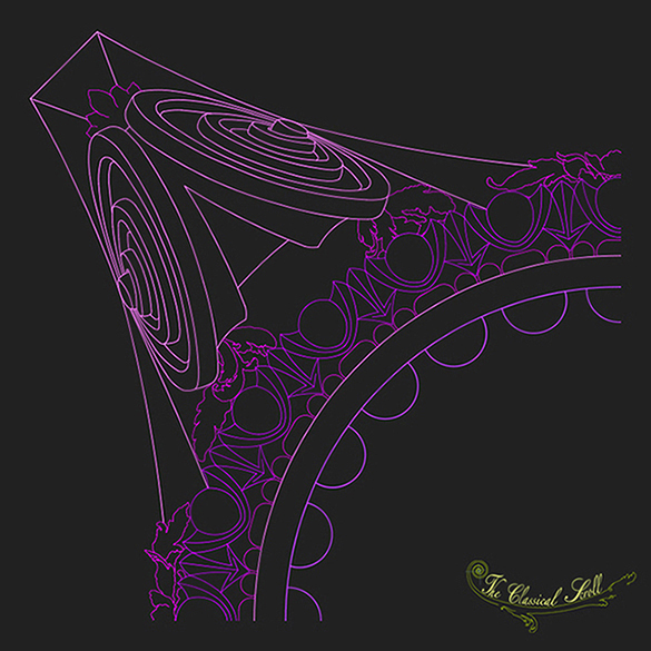 Architecture Print Ionic Column Corner Volutes Purple Drawing