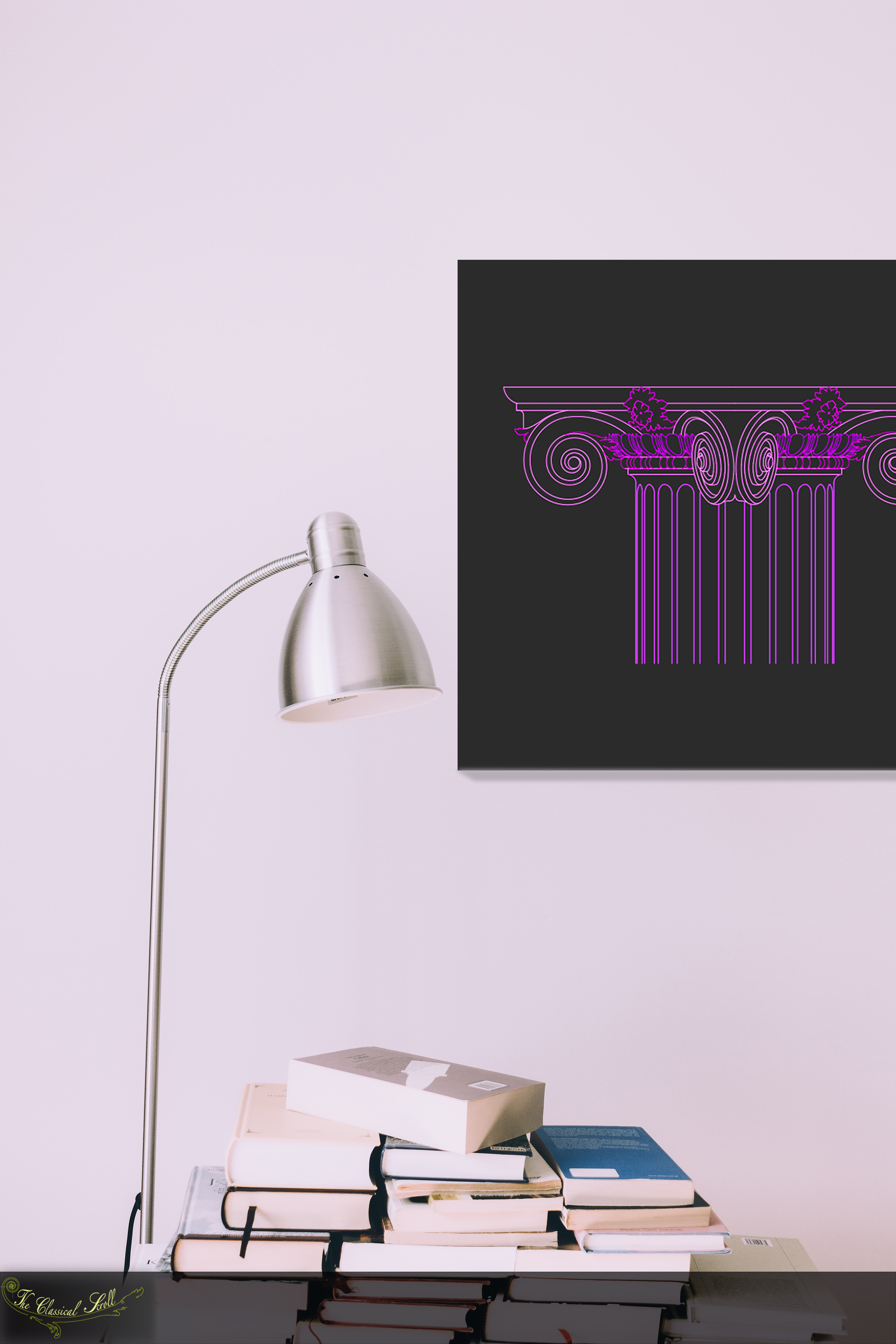 Architecture Print Ionic Capital Elevation Diagonal Purple Drawing | Room for thought!