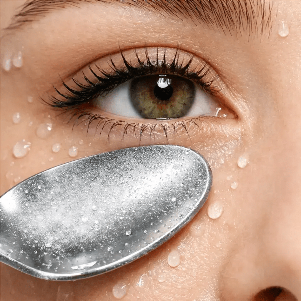 Cold spoons on eyes