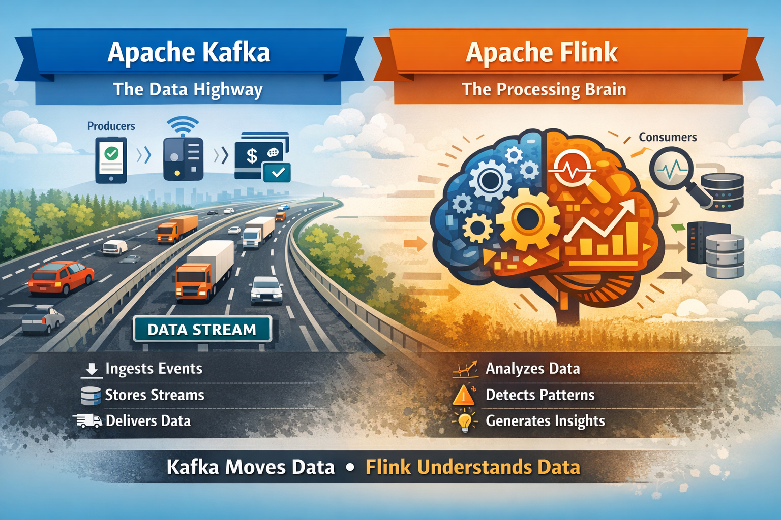 Apache Kafka vs Apache Flink: Same Streaming World, Completely Different Roles