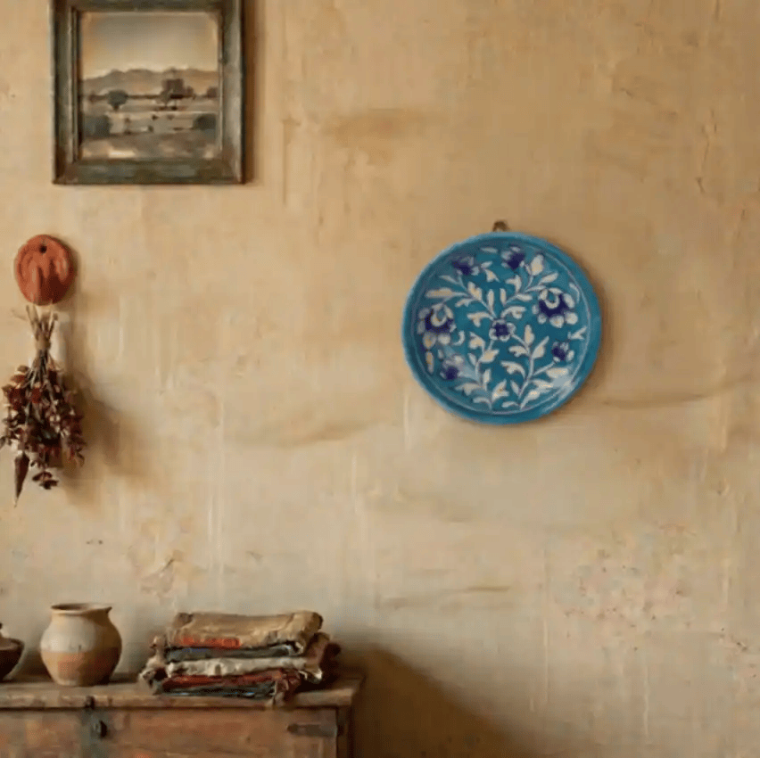 Blue pottery plates