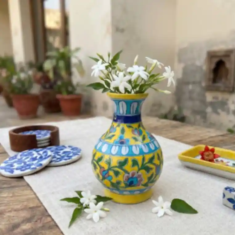Blue pottery plates