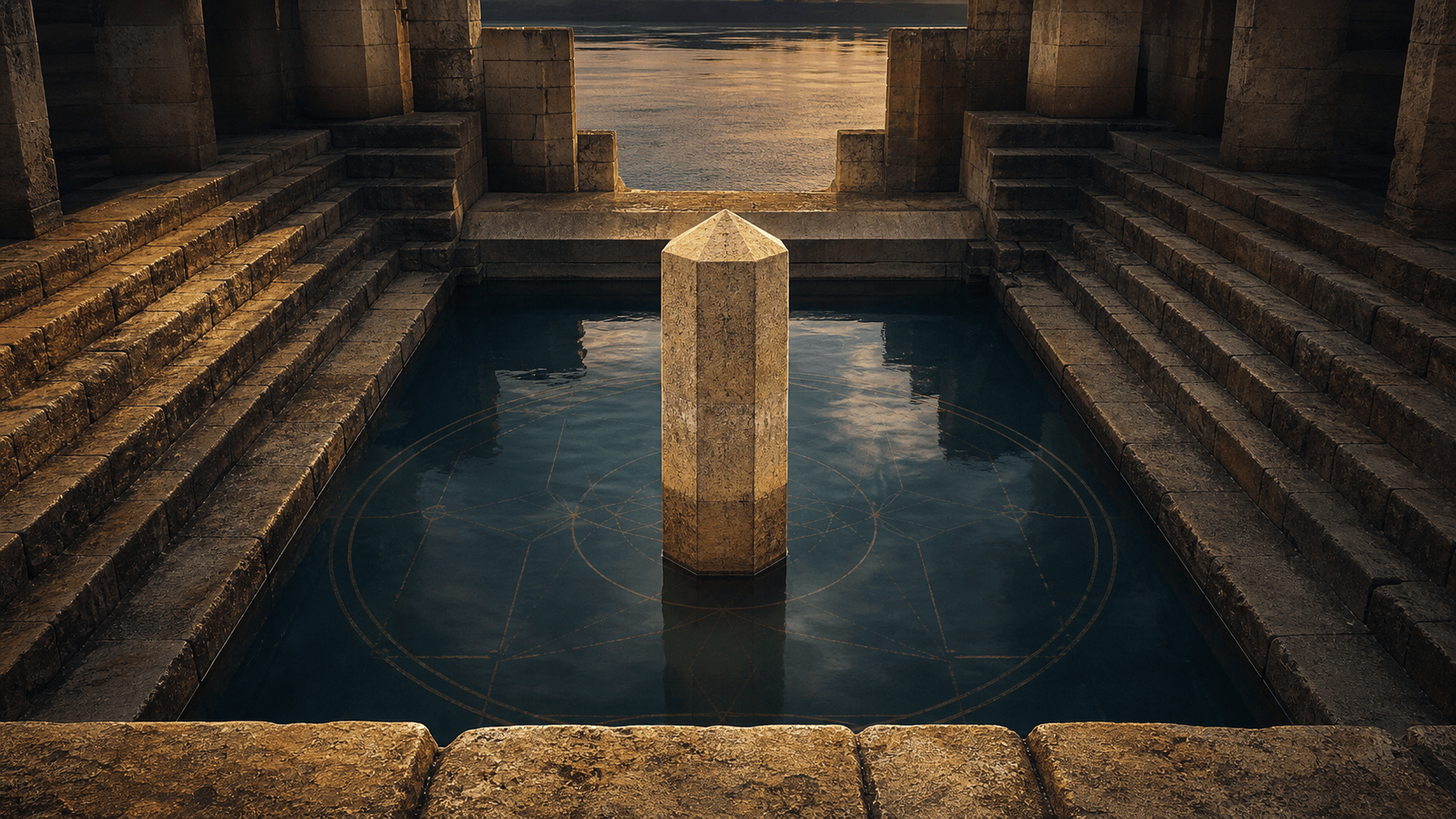 Ancient Egyptian Nilometer stone chamber measuring the rising Nile