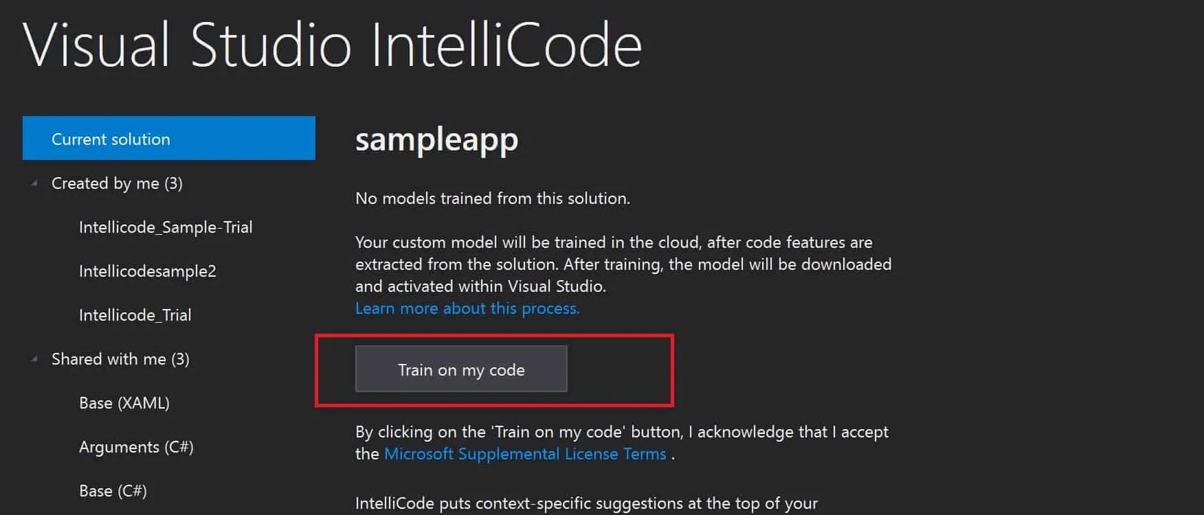 Visual Studio IntelliCode AI