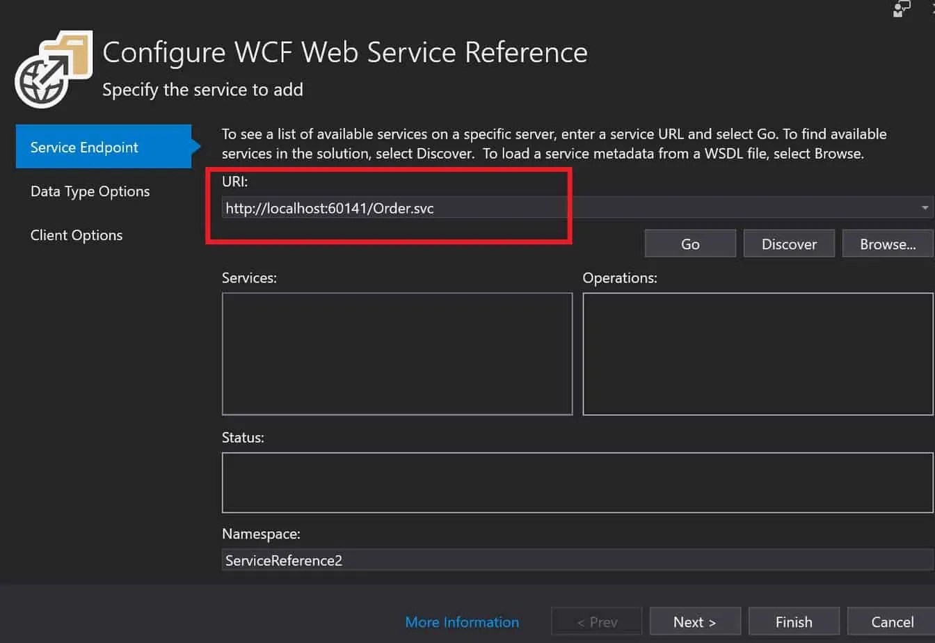 wcfdotnetcoreconfigurewcfwebservicereference TheCodeBuzz Consume WCF web service using WSDL