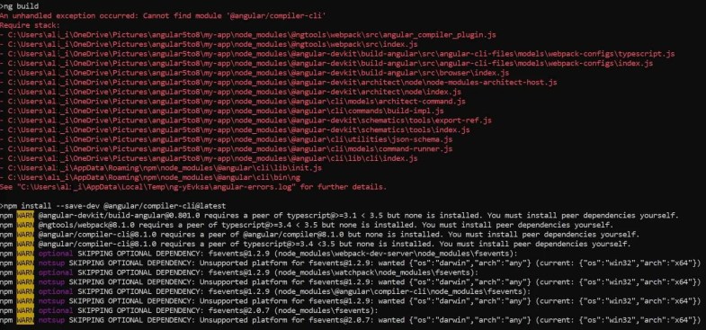 Angular CLI Common Commands, Error and Resolution dictionary