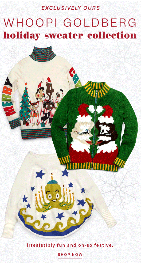 whoopi's holiday sweaters