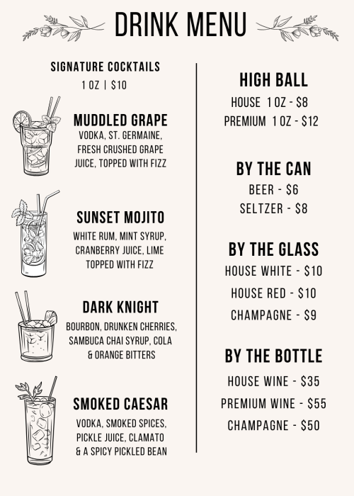 Cocktail Table Card 2026