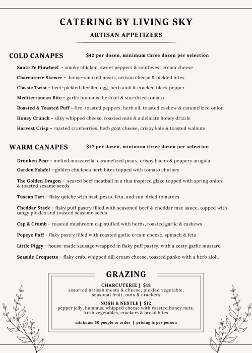 appetizer catering menu