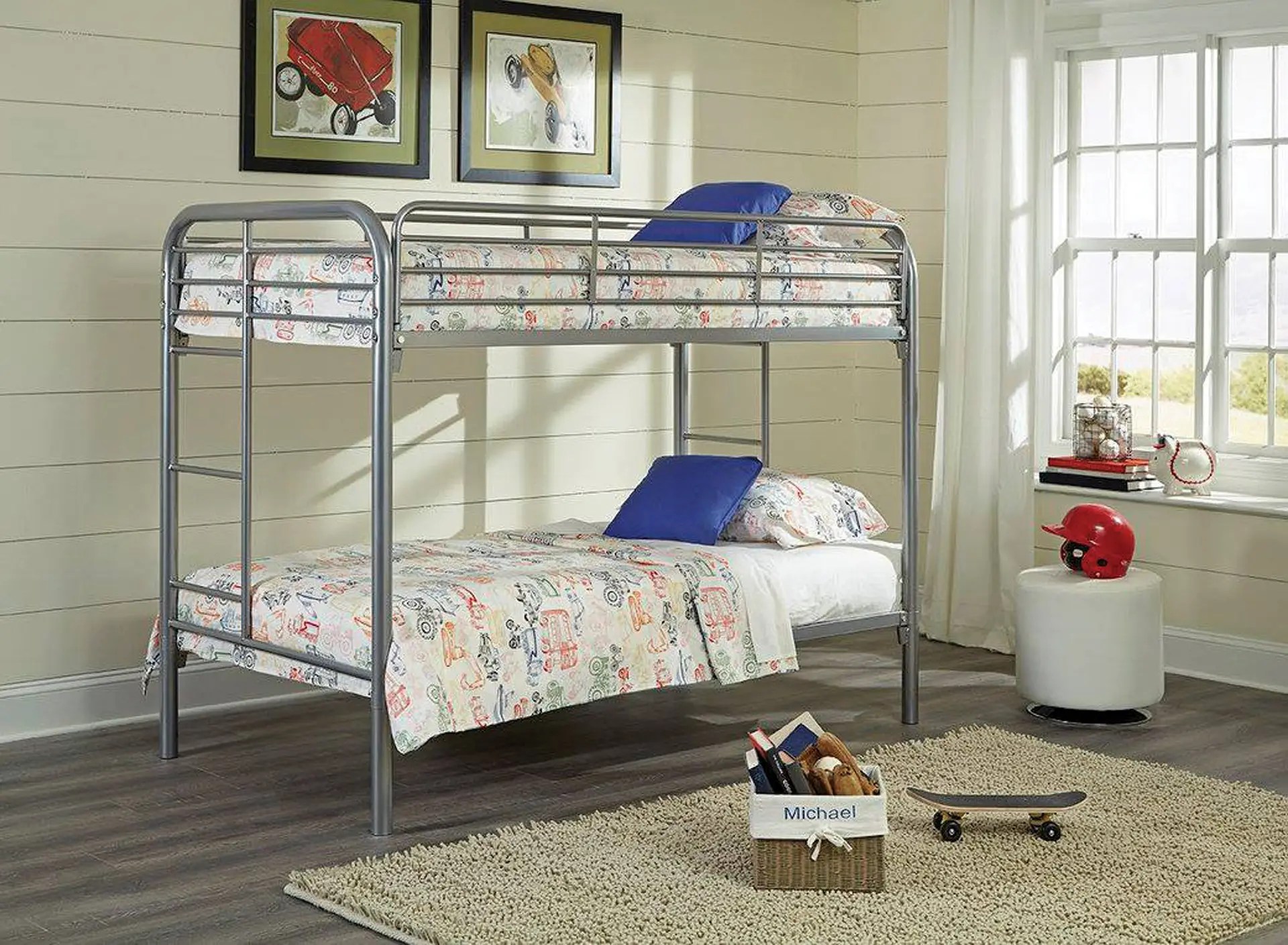 Twin / Twin Grey Metal Bunkbed