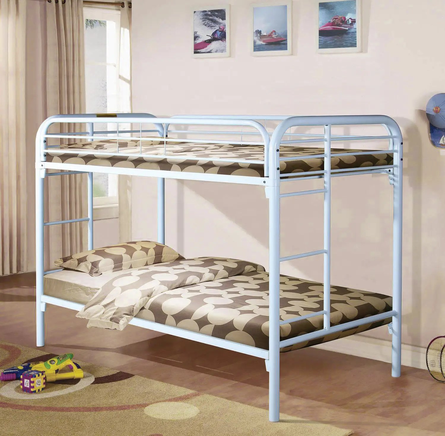 Twin / Twin White Metal Bunkbed