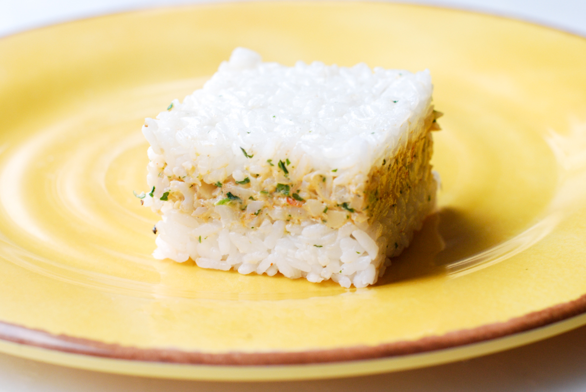 Crispy Rice Squares with Shrimp Salad