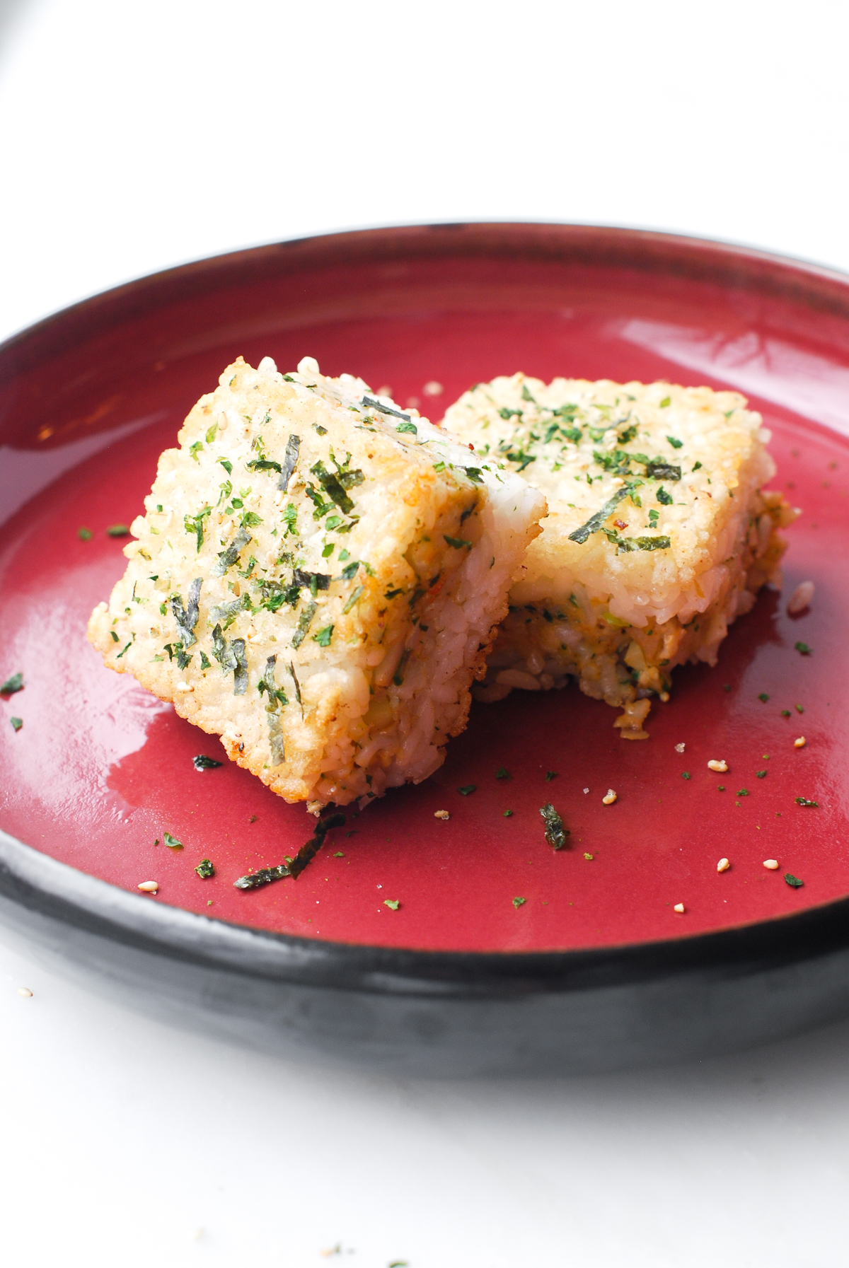 Crispy Rice Squares with Shrimp Salad