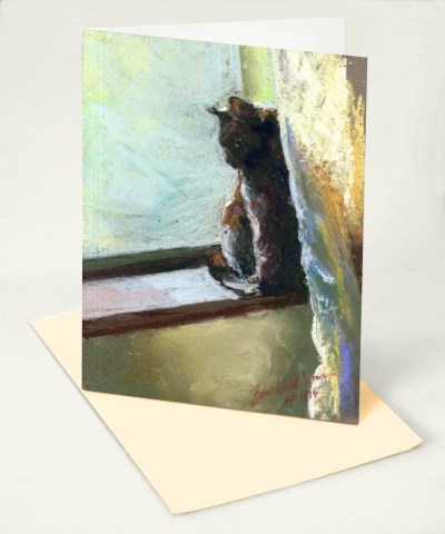 "Spring Morning" feline art card