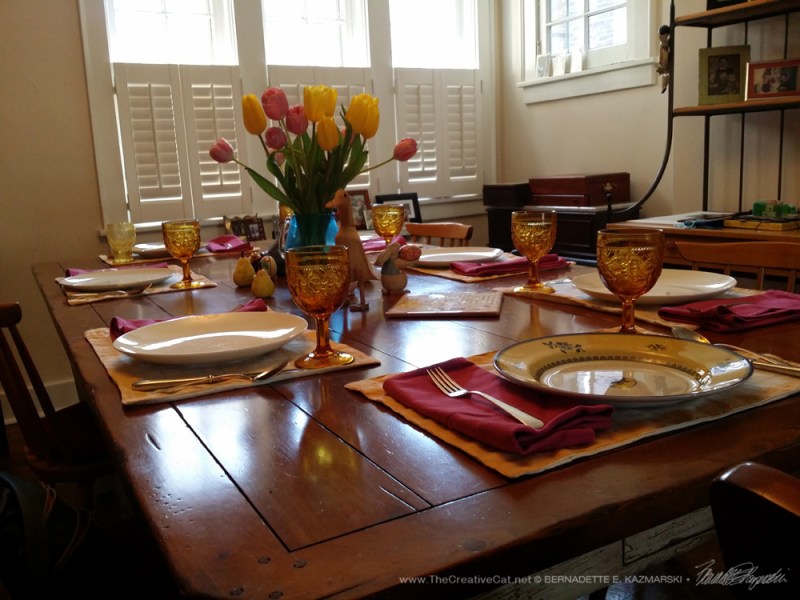 The reference photo for the table seen inside the window.