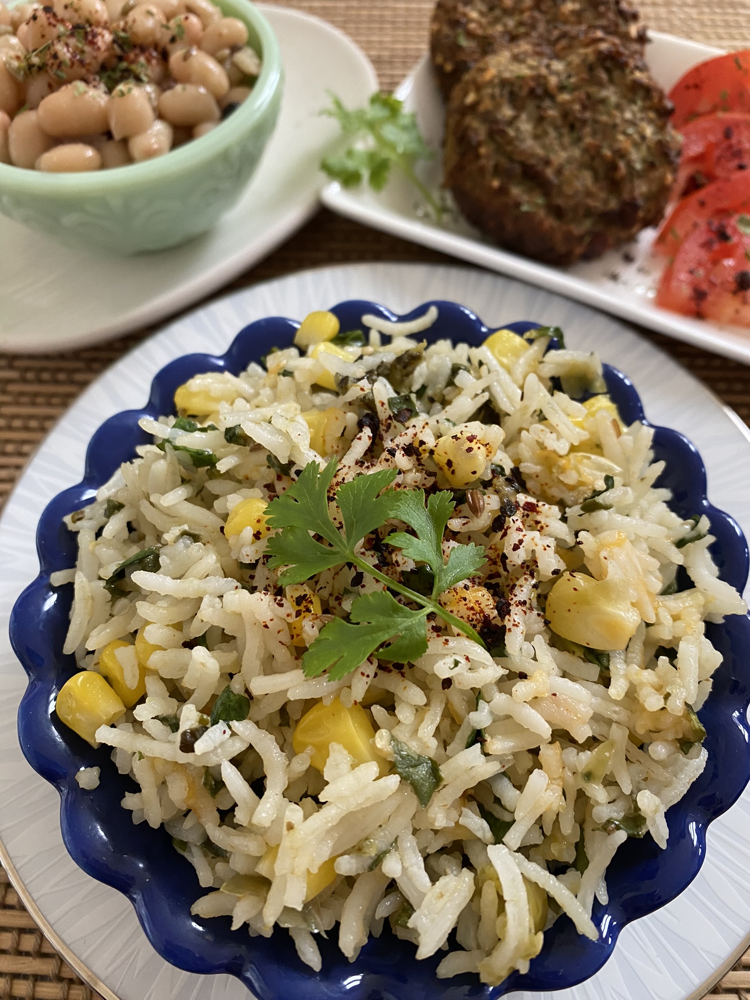 Cheesy tomatillo rice-served