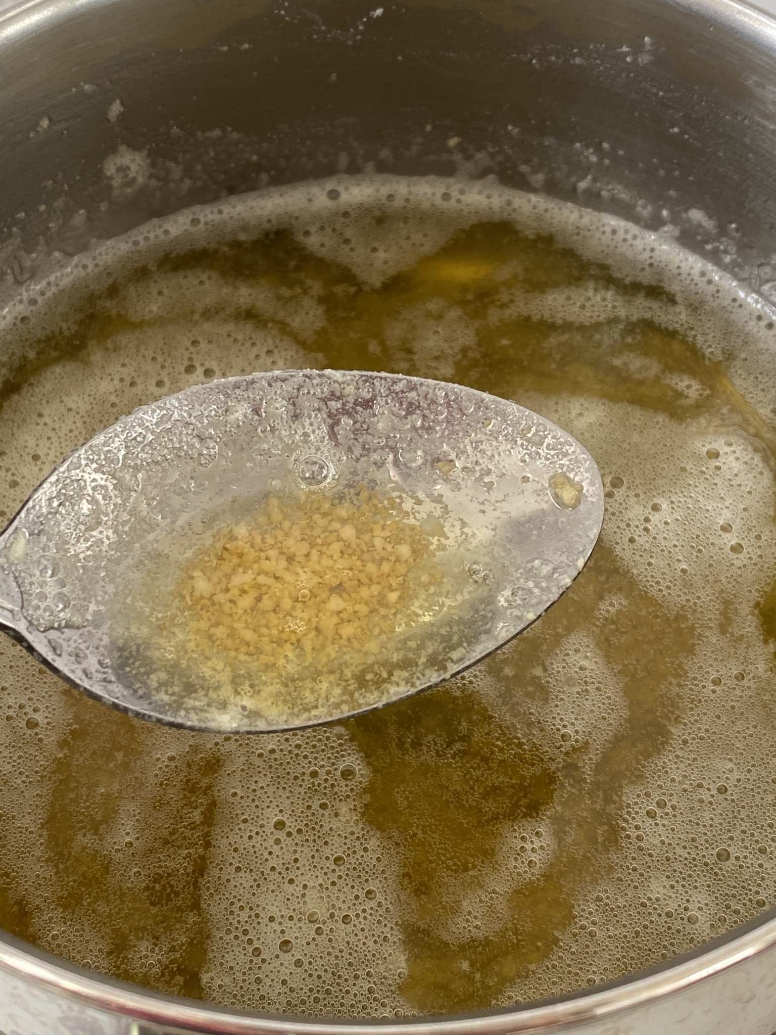 making ghee-solid starts browning