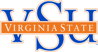 Virginia State University logo: large blue VSU letters with an orange banner reading Virginia State.