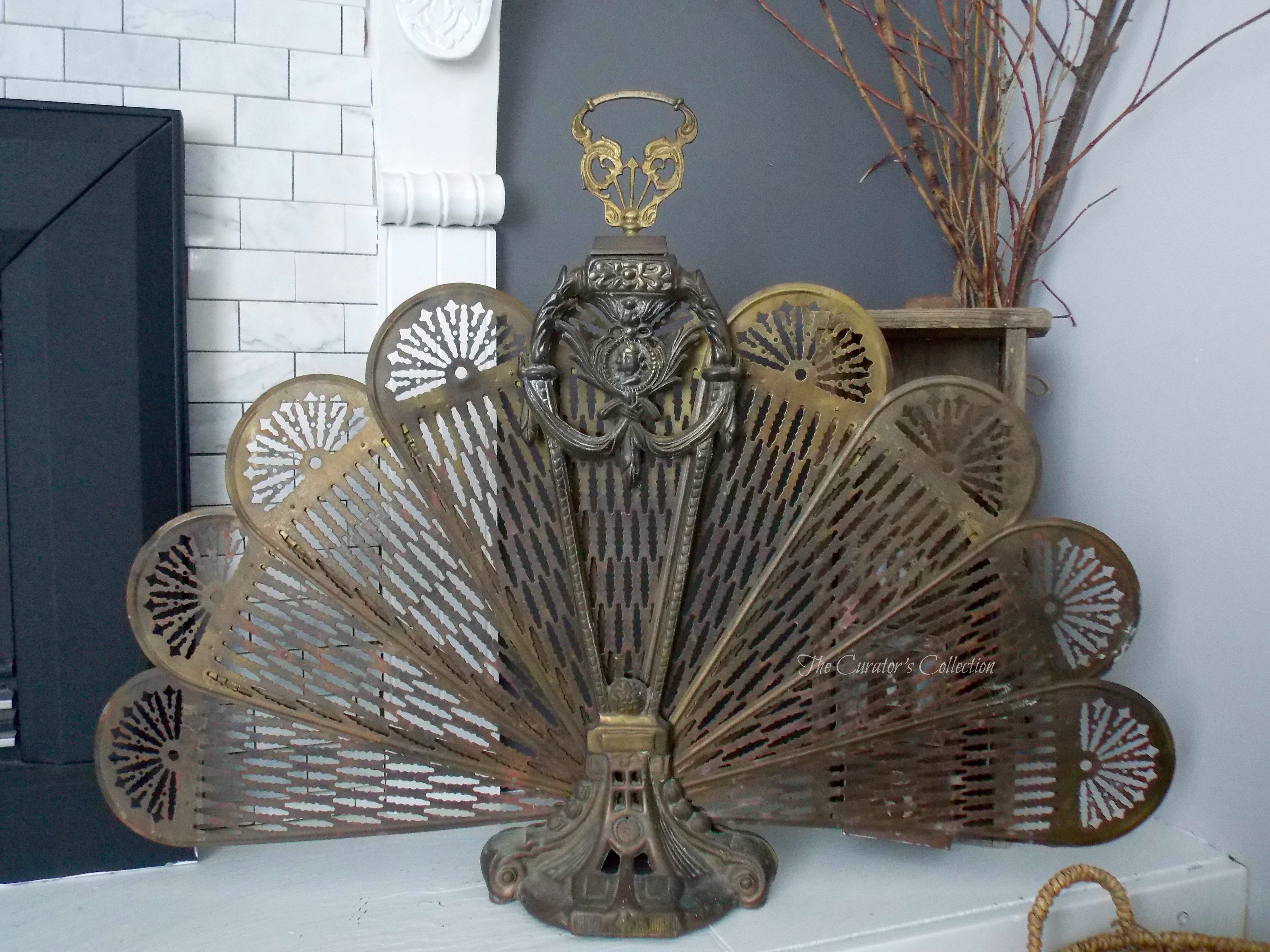 Beautiful Antique Victorian Fireplace Surround Summer Cover Copper Plated Birds Antique Fireplace Fireplace Cover Antique Fireplace Mantels