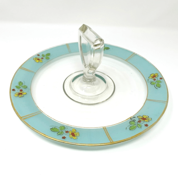Turquoise Banded Serving Platter Side View