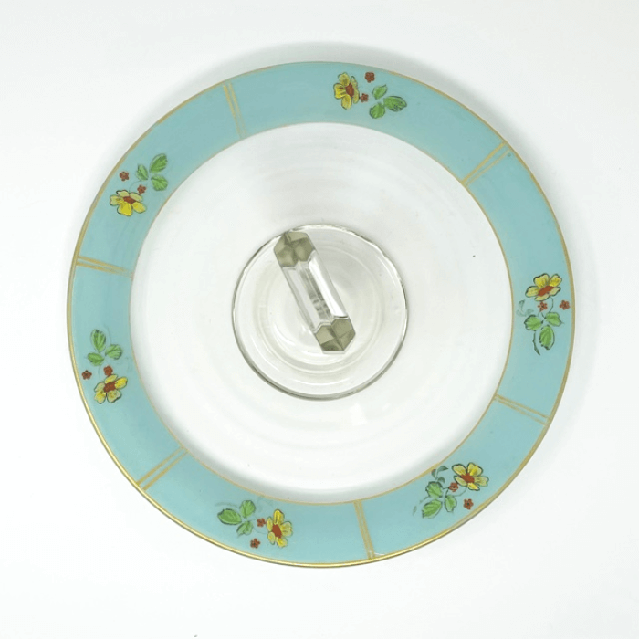Turquoise Banded Serving Platter Top View
