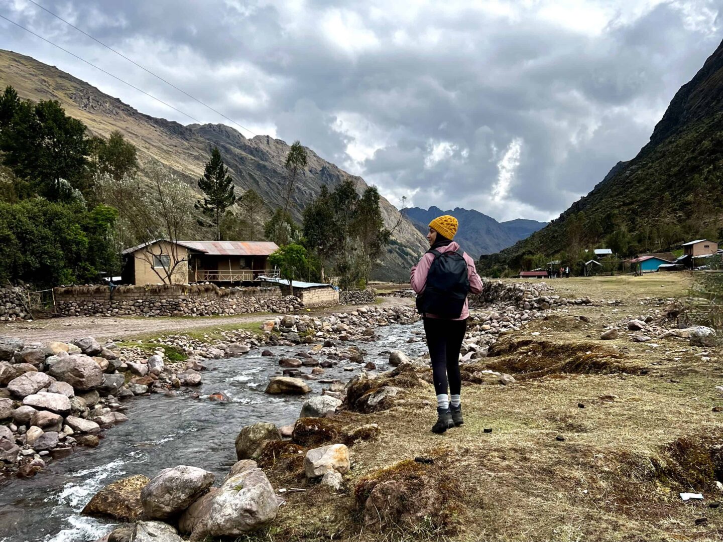 Hiking along a river in Peru