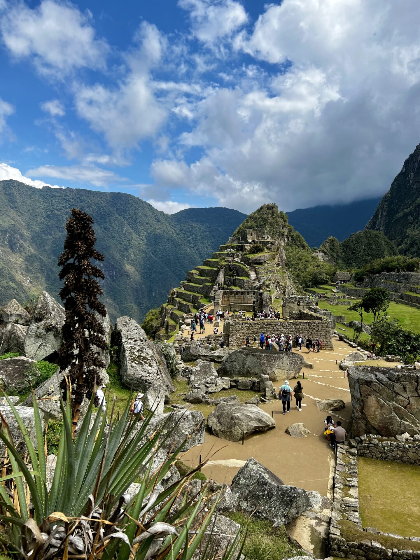 View of Machu Picchu terraces from a distance