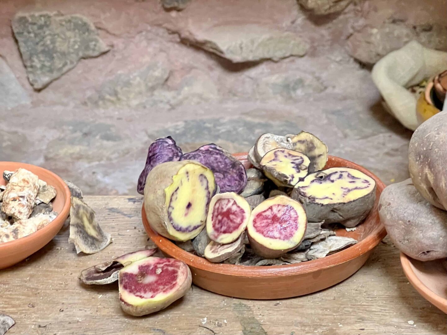 Various potatoes at Potato Park in Peru