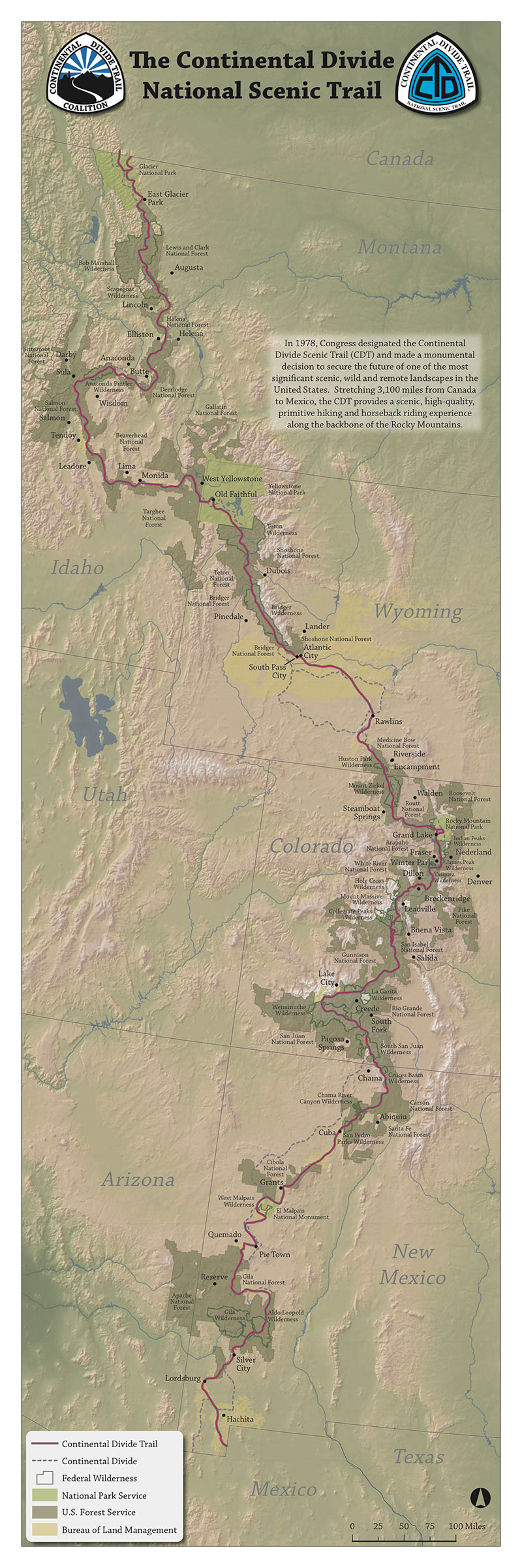 Continental Divide Trail Map Continental Divide Trail 1500 4524 CDT Map 