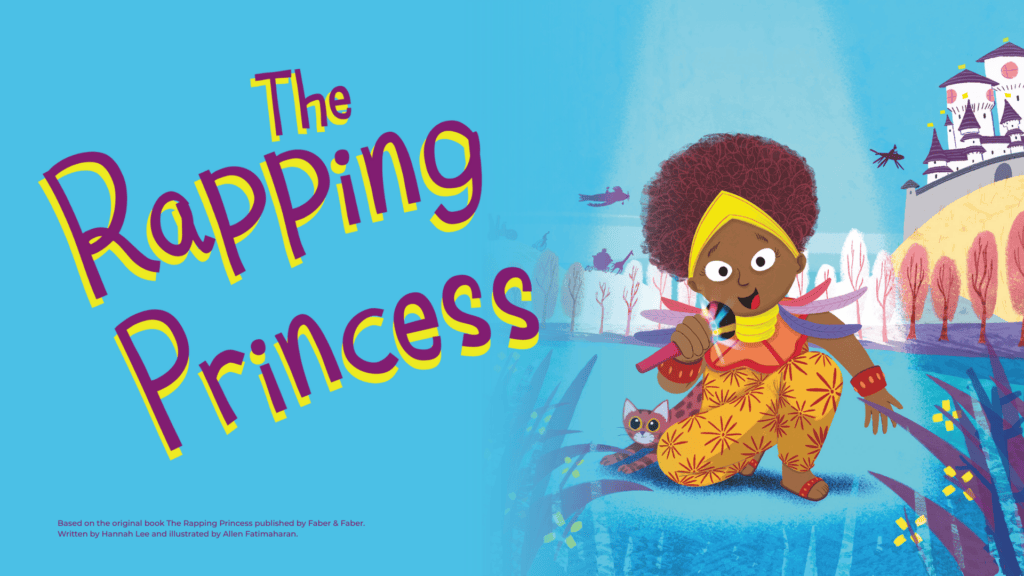 The Rapping Princess theatre show artwork featuring girl with microphone and cat, a creative thing to do in London with kids in May
