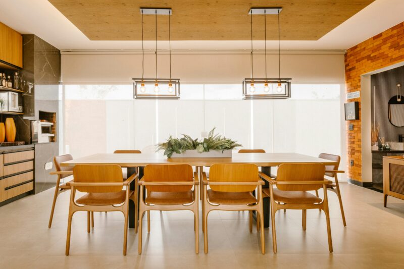 modern dining room table with chairs