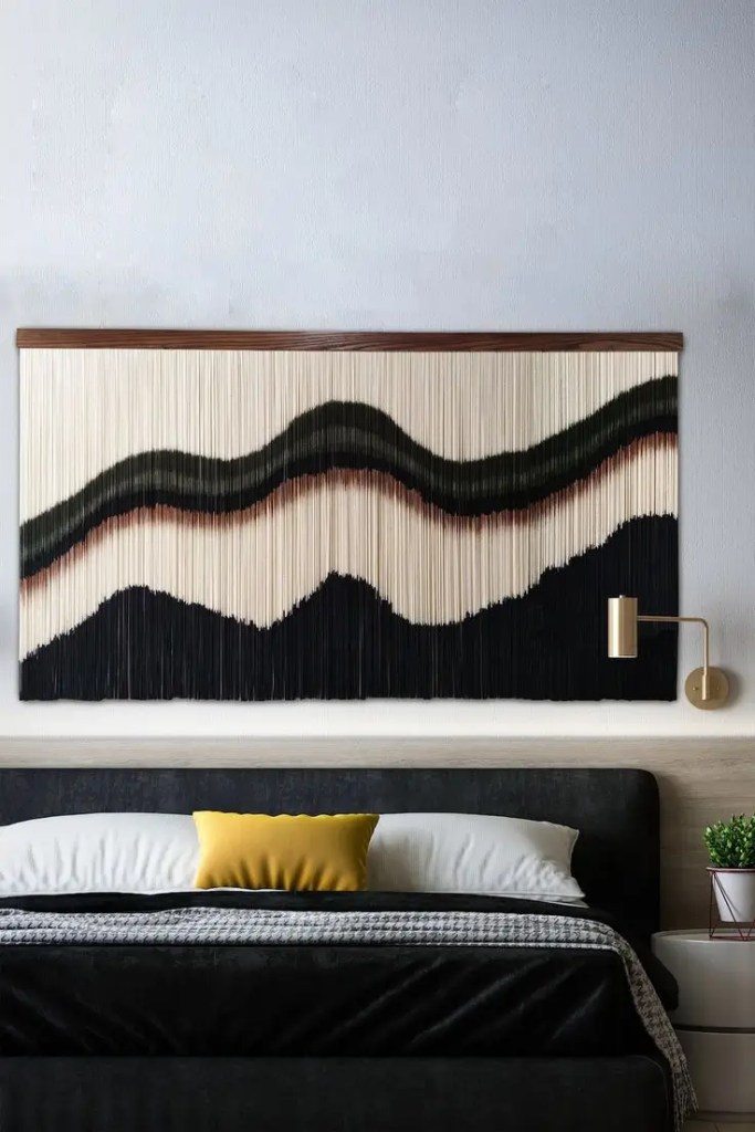 Modern macrame wall art for master bedroom