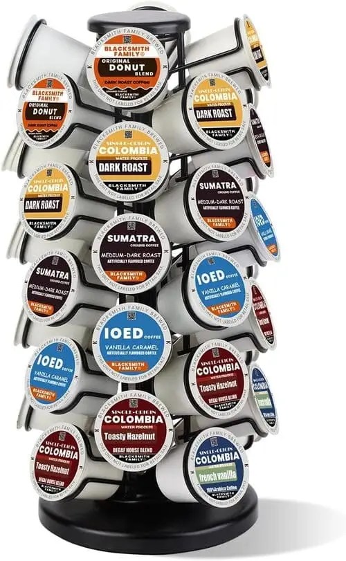 K cup holders for a holiday coffee and hot chocolate party station. Helps keep everything organized and accessible for guests