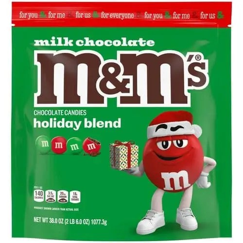 Red and green Holiday M&Ms for funny elf on the shelf scene