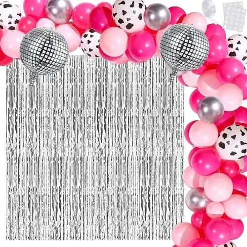 Disco cowgirl 19th birthday party balloons