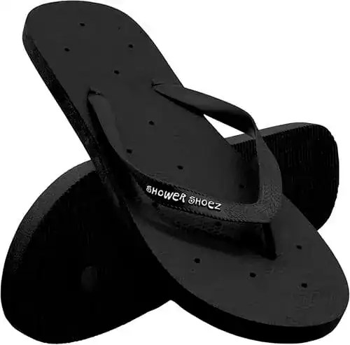 A viral dorm hack is flip flops for the showers! You can wear them down the hall to the shower, and even in the shower to keep your feet clean from germs.