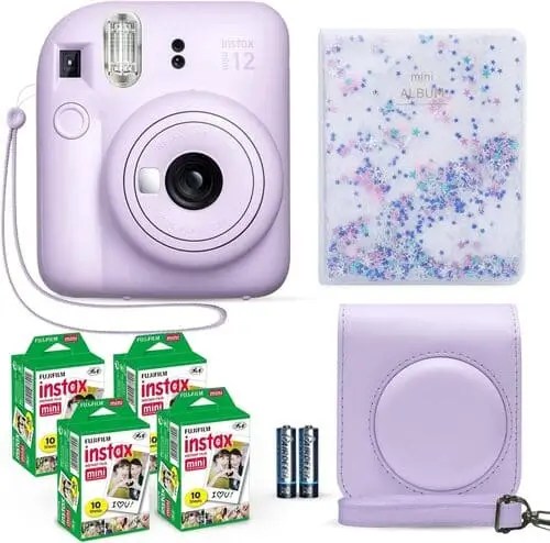 Cameras with instant film makes for a fun party activity for a y2k birthday party, and guests get to take a photo or two with them