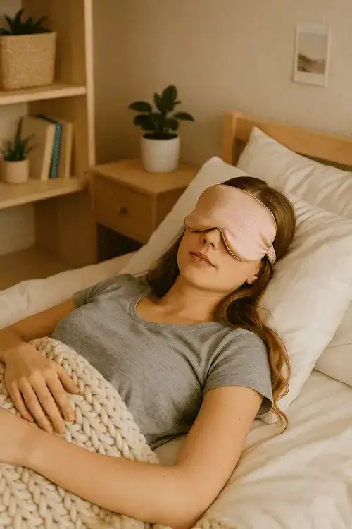 a dorm room hack for 2025 you need to know about is a silk sleep mask. They block out the light from roommates watching shows really late, or lights filtering in through dorm windows. 
