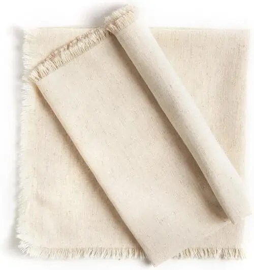 Rustic cream napkins for Italian dinner party decor for 21st birthday party