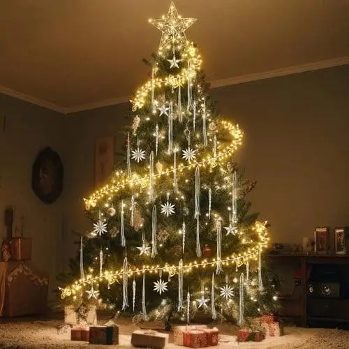 Stunning spiral light set with birds for whimsical spiral lights christmas tree theme