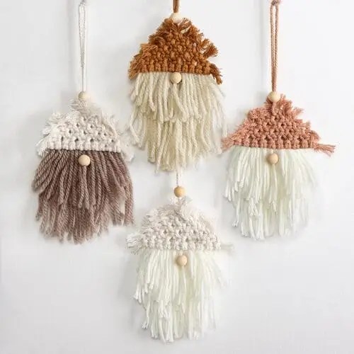 Boho macrame gnome ornaments for a boho christmas tree theme