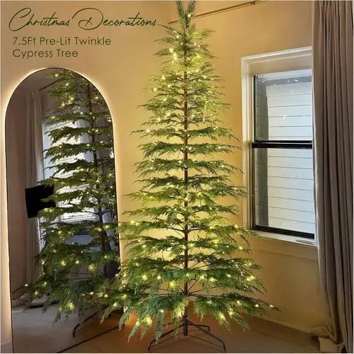 Realistic and minimalist cypress christmas tree for scandinavian Christmas tree theme