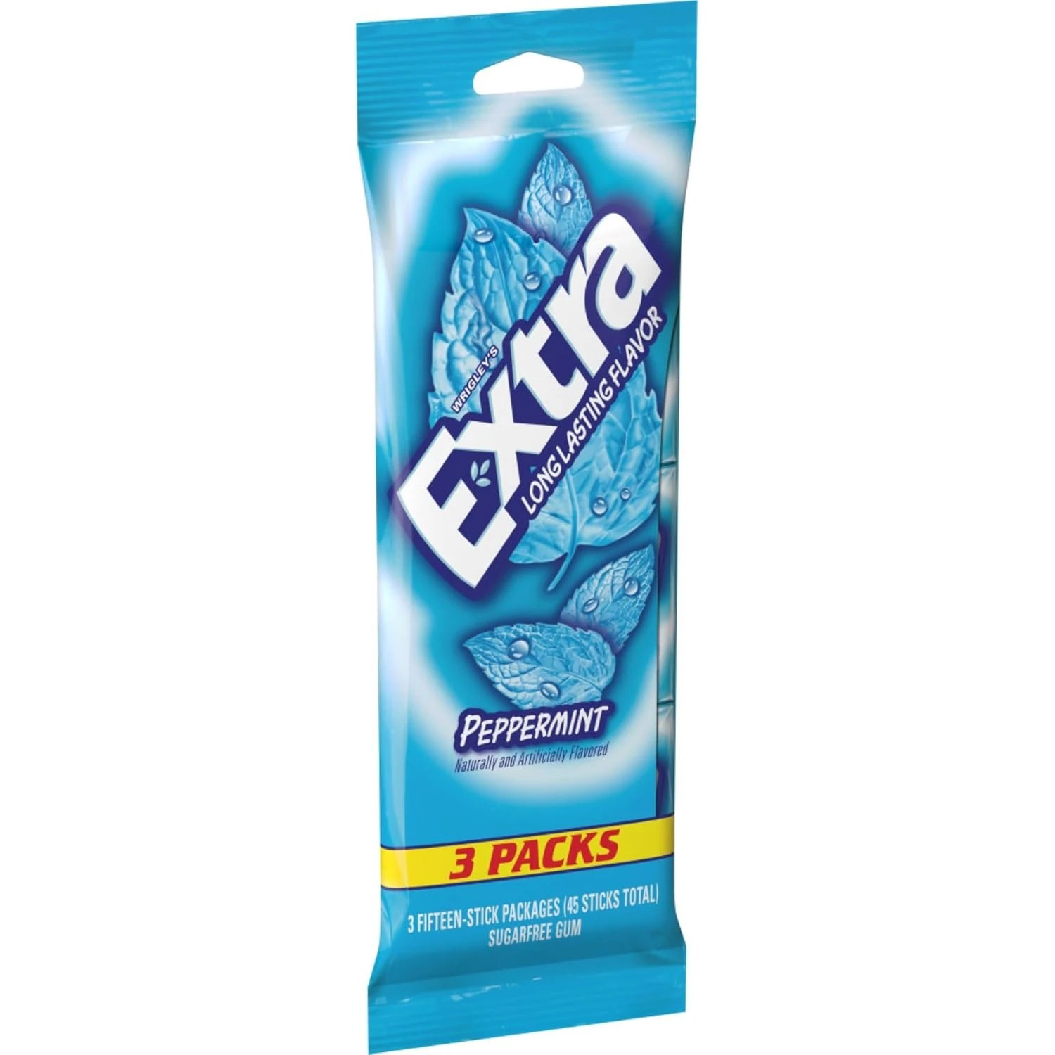 Extra Peppermint sugar-free gum 3-pack, an inexpensive and practical stocking stuffer idea for teen boys