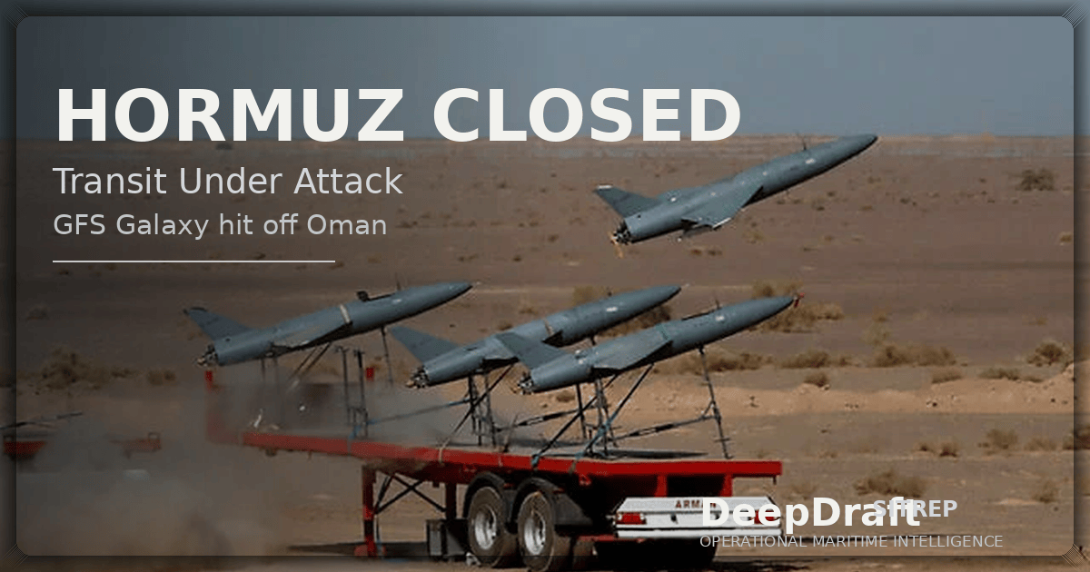 DeepDraft SITREP | Hormuz Closure Claim Turns Into Live Route-Control Risk: GFS Galaxy Hit Off Oman as Crew Abandons Ship (July 13, 2026)