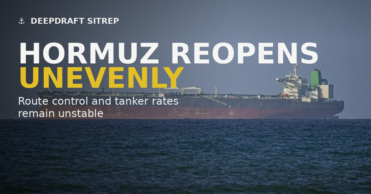 DeepDraft SITREP | Hormuz Reopens Unevenly as Route-Control Fight Meets Iran Fleet Redeployment (July 1, 2026)