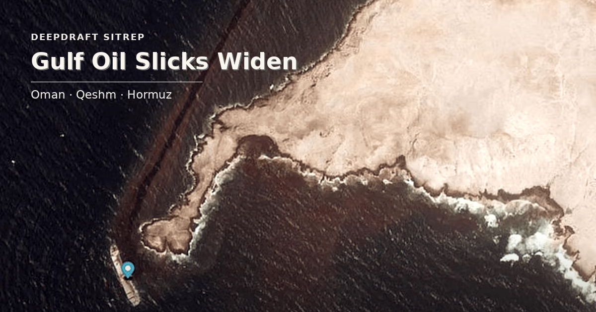 DeepDraft SITREP | Gulf Oil Slicks Widen Salvage Risk: Caroline Bezengi and Minoan Pioneer Exposure Hits Oman and Qeshm (August 15, 2026)